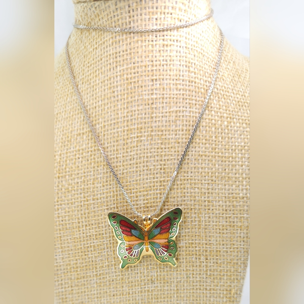 Merlite Industries Butterfly Pendant Necklace in Multicolor